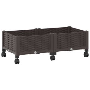 vidaXL Dārza podiņ&scaron; ar riteņiem Brūna 80 x 40 x 29 cm PP