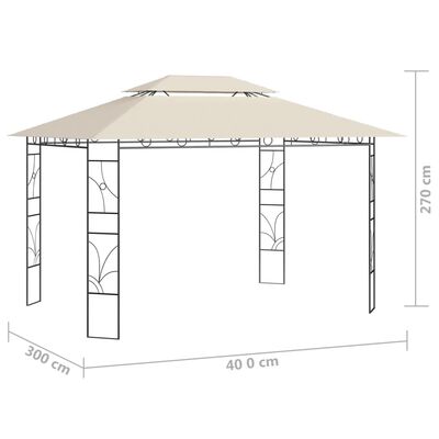 vidaXL dārza nojume, 4x3x2,7 m, krēmkrāsas, 160 g/m²