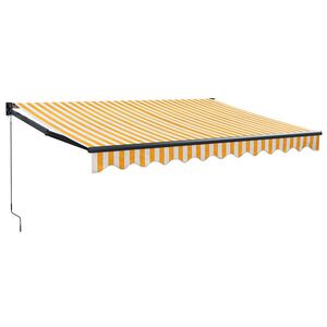 vidaXL Rokas markīze 3 x 2,5 m Dzeltenas un baltas svītras