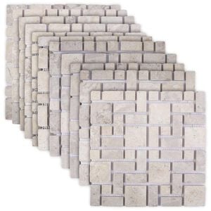 vidaXL Mozaīkas Flīzes Krēmkrāsa 30 x 30 cm Marmors