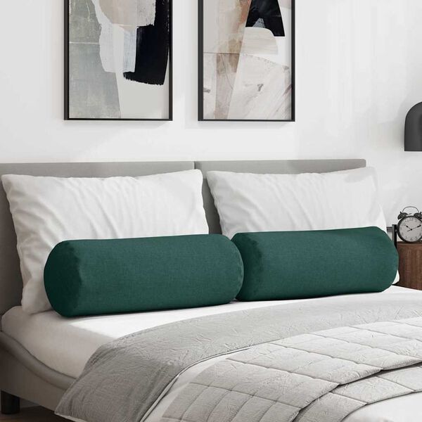 vidaXL Spilveni 2 pcs Tum&scaron;i zaļ&scaron; &Oslash; 25 x 70 cm audums