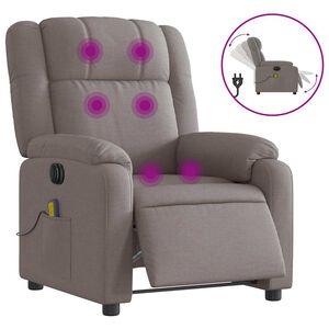 vidaXL elektrisks masāžas krēsls, atgāžams, pelēkbrūns audums