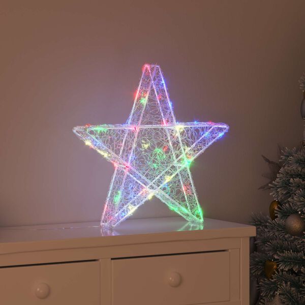 vidaXL 3D zvaigzne su 50 LED Daudzkrāsains 55 x 53.5 x 10 cm Akrils