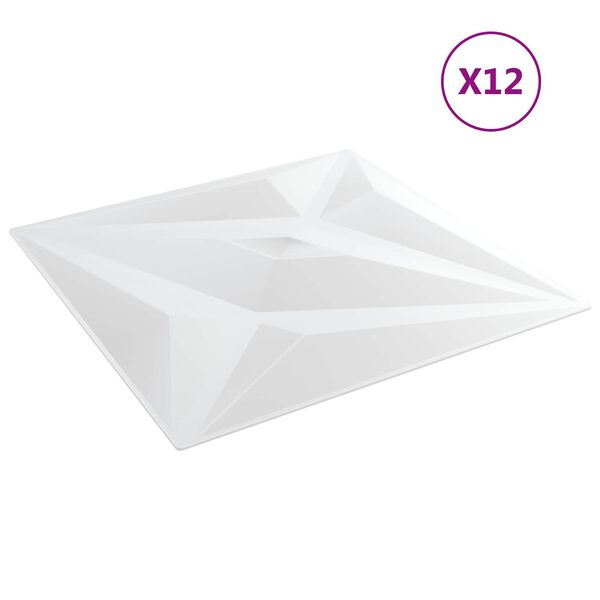vidaXL Sienas paneļi 12 pcs Balta Zvaigzne 50 x 50 cm XPS Putu