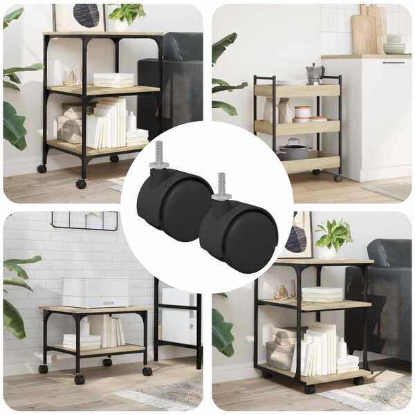 vidaXL Ritenis 2 pcs Melns un sudrabains 40,1 x 40,1 x 37,8 mm