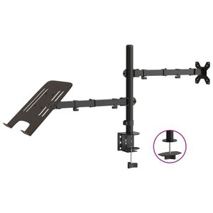 vidaXL monitora statīvs, melns, tērauds, VESA, 75/100 mm