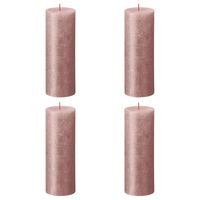 Bolsius cilindriskas sveces Shimmer, 4 gab., 190x68 mm, rozā