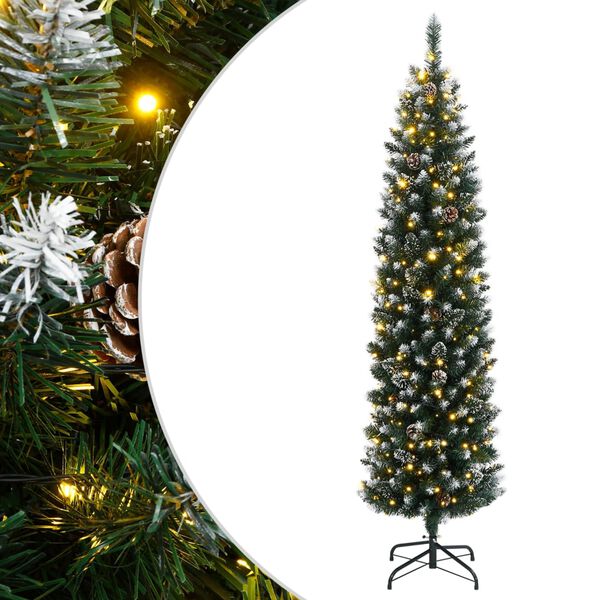 vidaXL mākslīgā Ziemassvētku egle, šaura, 180 cm, 300 LED