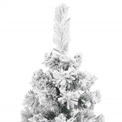 vidaXL mākslīgā Ziemassvētku egle ar sniegu, šaura, zaļa, 210 cm, PVC