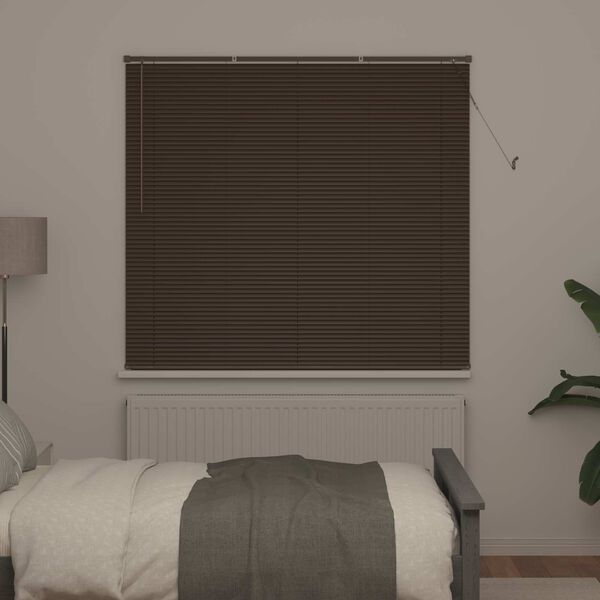 vidaXL Venēcijas žalūzija Tum&scaron;i brūna ar rakstu 150 x 130 cm PVC