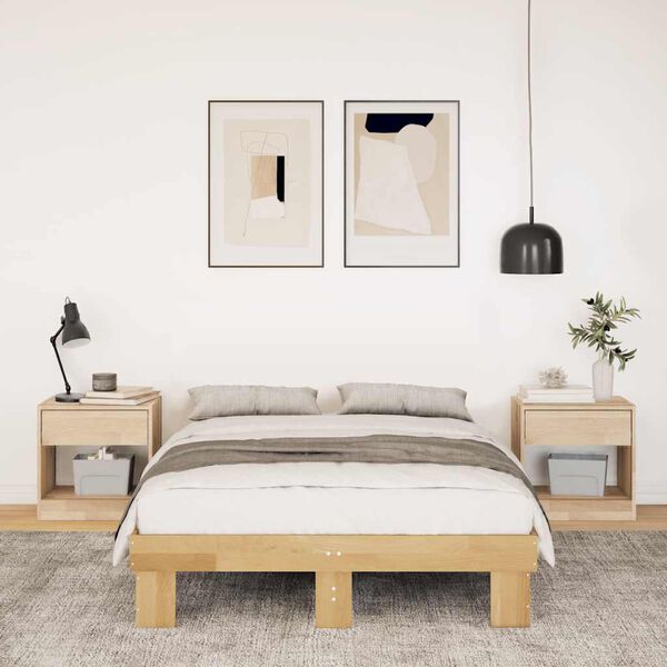 vidaXL Gultas rāmis bez matrača 120x200 cm Masīvkoka ozols