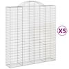 vidaXL arkveida gabiona grozi, 5 gb., 200x50x220/240cm, cinkota dzelzs
