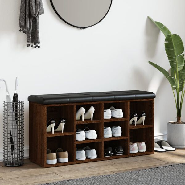 vidaXL apavu skapītis, brūns, 102x32x50 cm, inženierijas koks