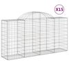 vidaXL arkveida gabiona grozi, 15gb., 200x50x100/120cm, cinkota dzelzs