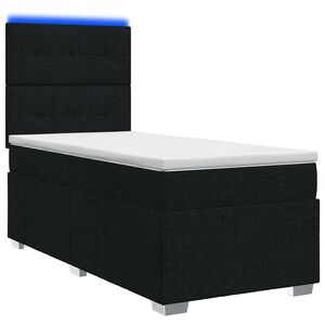 vidaXL LED gultas rāmis ar matraci Melns 90 x 190 cm Audums