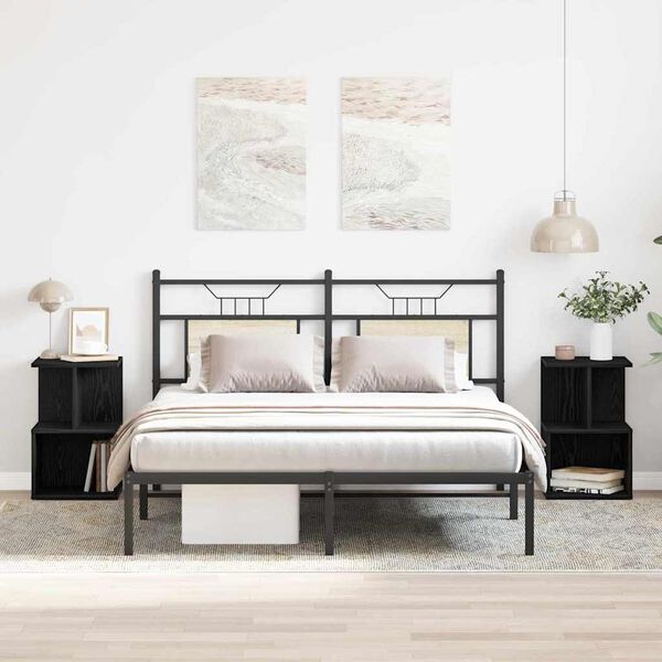 vidaXL Nakts skapītis 2 pcs Melns ozolkoks 35 x 35 x 55 cm