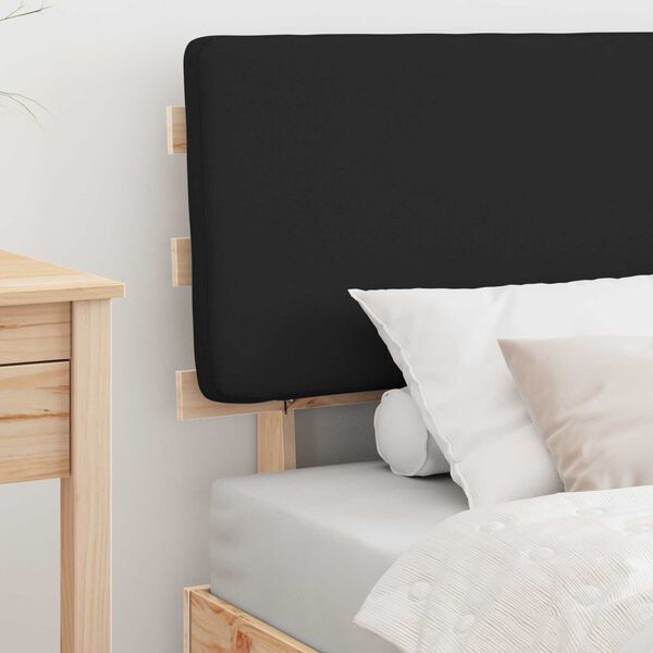 vidaXL Gultas rāmis ar polsterētu galvas balstu Melna 90 x 200 cm