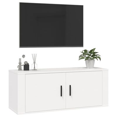 vidaXL sienas TV skapītis, balts, 100x34,5x40 cm
