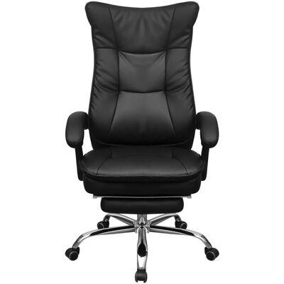 vidaXL atgāžams biroja krēsls ar kāju balstu, melns
