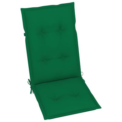 vidaXL dārza krēsli, zaļi matrači, 4 gab., masīvs tīkkoks