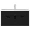 vidaXL skapītis ar iebūvētu izlietni, melns, inženierijas koks