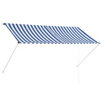 vidaXL markīze, 250x150 cm, sarullējama, zila ar baltu
