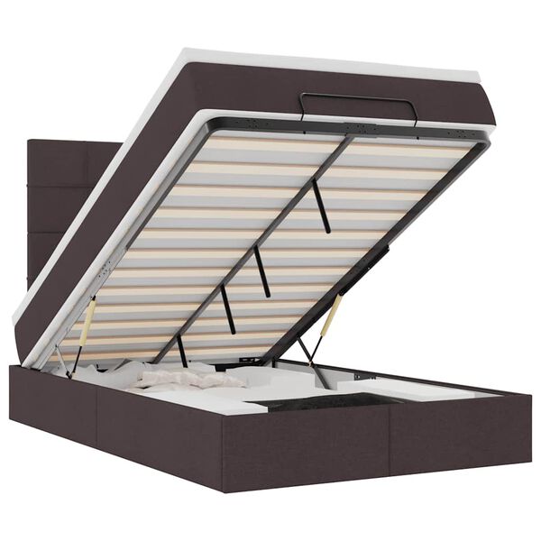 vidaXL Osmaņu gultas rāmis ar matrača tum&scaron;i pelēks 120x190 cm audums