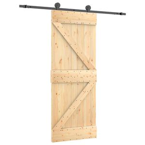 vidaXL Slīdo&scaron;ās durvis 85 x 210 cm Cieta priedes koks (neapstrādāts)