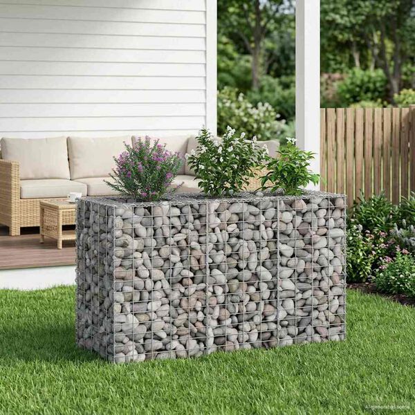 vidaXL Gabions pacelta gulta Sudraba 130 x 50 x 80 cm Cinkots tērauds