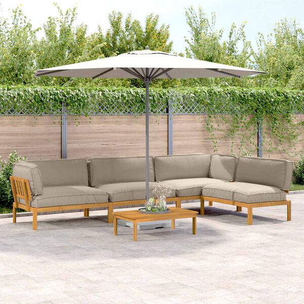 vidaXL Dīvānu komplekts 5 pcs Pelēkbrūna Cietā akācijas koks