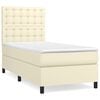 vidaXL atsperu gulta ar matraci, krēmkrāsas, 80x200 cm, mākslīgā āda