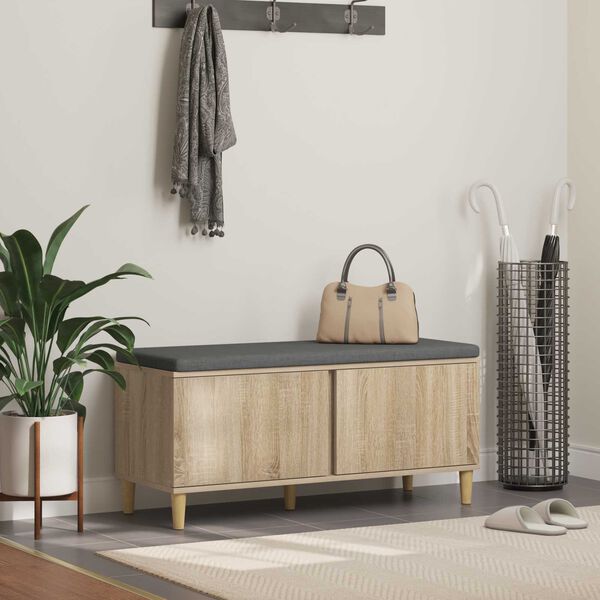 vidaXL Zāles sols ar spilvenu ar durvīm Sonoma ozols 60 x 38 x 46 cm