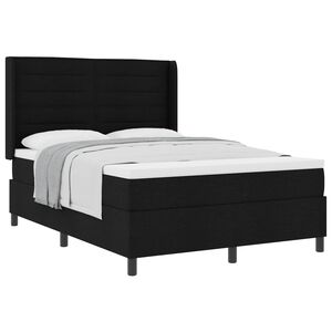 vidaXL Kastītes atsperu gulta ar matraci Melns 200 x 140 cm audums