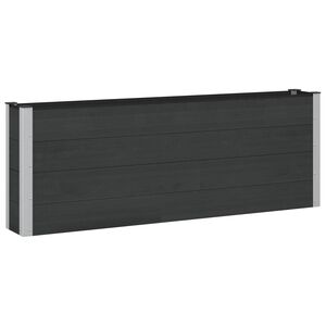vidaXL Augstā puķu kaste Melns 200 x 30 x 72 cm WPC un alumīnijs