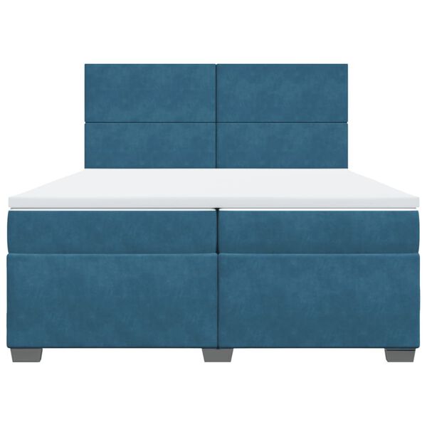 vidaXL atsperu gulta ar matraci, zils samts, 200x200 cm