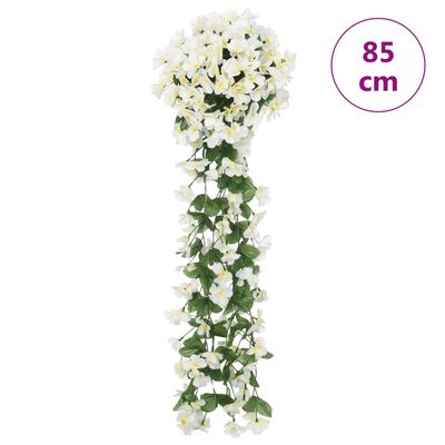 vidaXL mākslīgo ziedu vītnes, 3 gab., balts, 85 cm