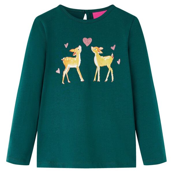 Bērnu krekls ar garām piedurknēm, tum&scaron;i zaļ&scaron;, 104