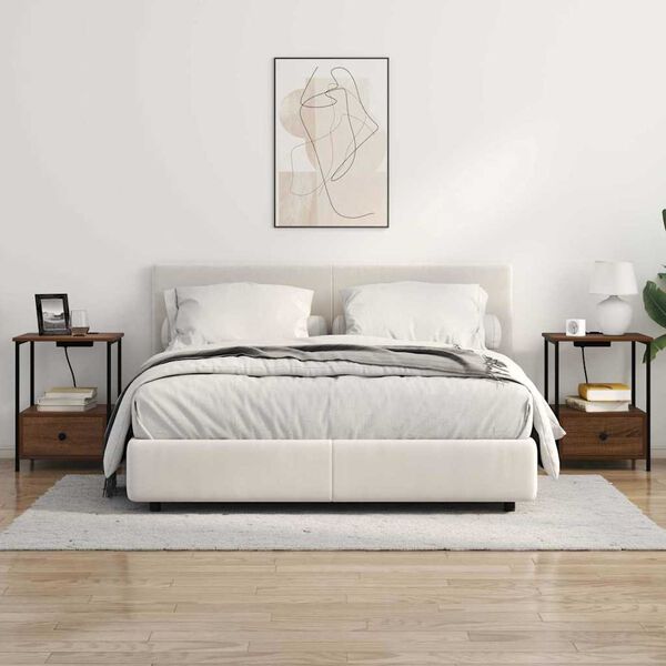 vidaXL Nakts skapītis ar atvilktni 2 pcs Brūns ozols 42 x 41 x 56 cm