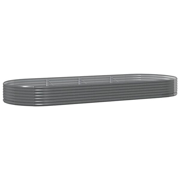 vidaXL augstā puķu kaste, 373x140x36 cm, cinkots tērauds, pelēka