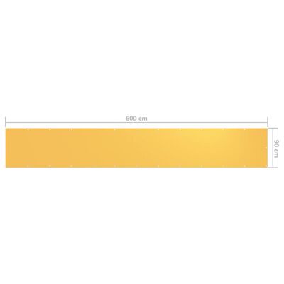 vidaXL balkona aizslietnis, 90x600 cm, dzeltens audums