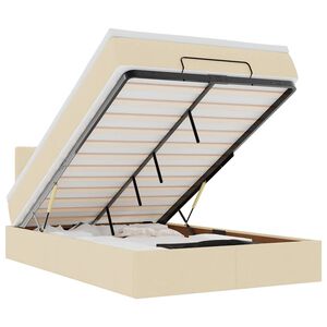 vidaXL Osmaņu gultas rāmis ar matrača krēmkrāsas 120x200 cm audums