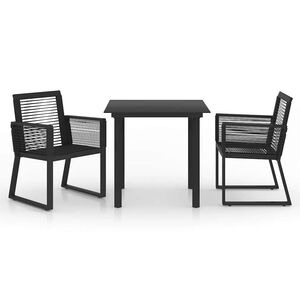 vidaXL 3-daļīgs dārza mēbeļu komplekts, PVC rotangpalma, melns
