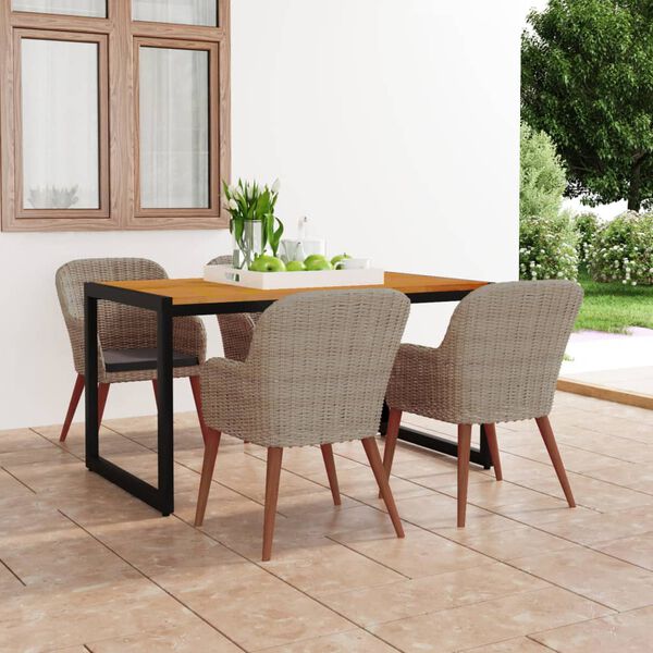 vidaXL 5-daļīgs dārza mēbeļu komplekts, brūns