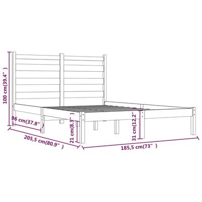 vidaXL gultas rāmis, priedes masīvkoks, 180x200 cm, divvietīgs