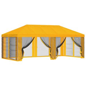vidaXL Paviljona pārsegs ar sānu sienām Dzeltena 600,5 x 300,5 cm