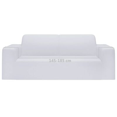 vidaXL elastīgs dīvāna pārvalks, divvietīgs, balts poliesters