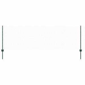 vidaXL Se&scaron;stūra žogs ar stabu 25 x 0,8 m PVC pārklāts tērauds Zaļa