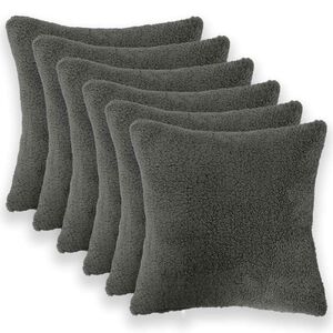 vidaXL Spilvenu pārvalks 6 gab. HEERLEN Tum&scaron;i pelēka 30 x 30 cm Boucl&eacute;