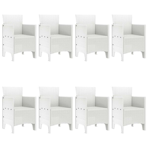 vidaXL Dārza ēdamgalds 9 pcs Balts Polt rattan