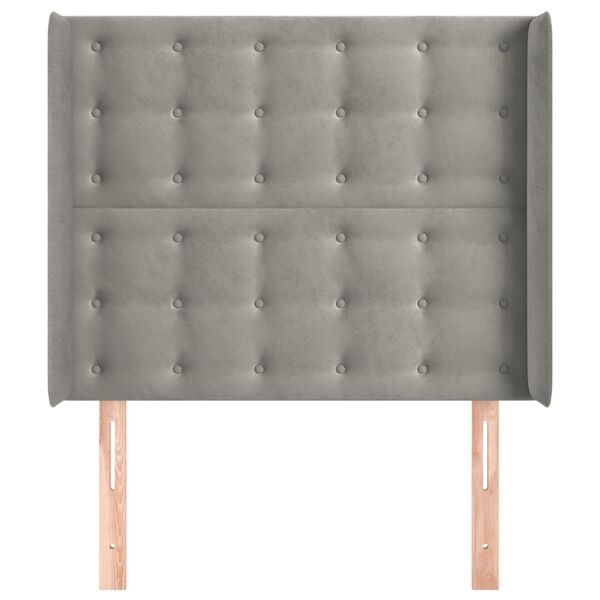 vidaXL galvgalis ar malām, gai&scaron;i pelēks samts, 93x16x118/128 cm